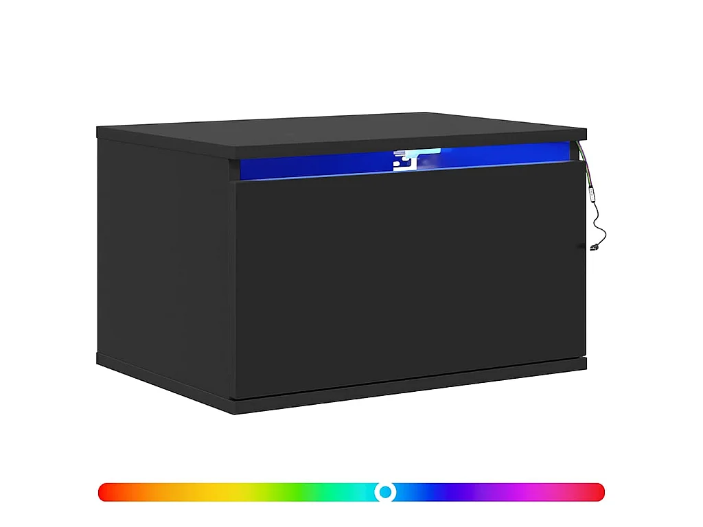 Table de chevet murale avec lumières LED noir