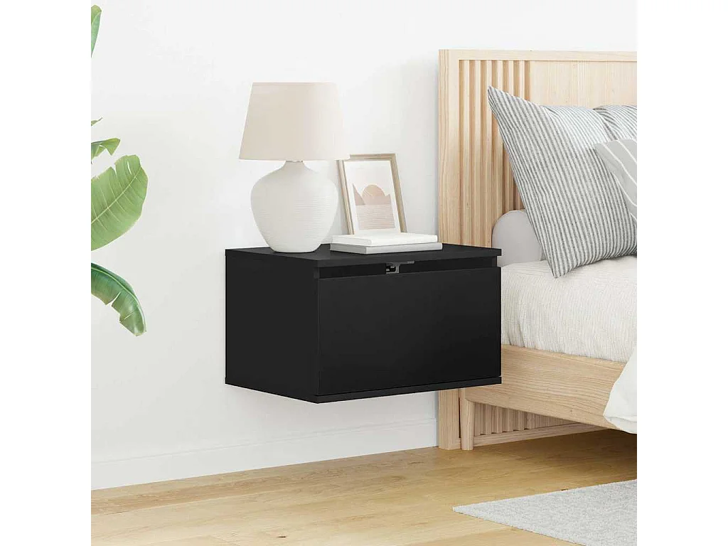 Table de chevet murale avec lumières LED noir