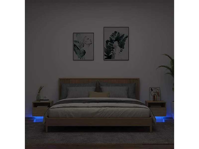 Nachttische mit LED-Leuchten 2 Stk. Sonoma Eiche 40x39x37 cm