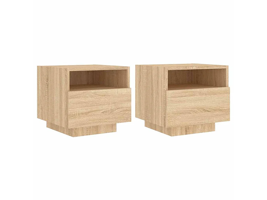 Armoires de chevet avec lumières LED 2 pcs chêne sonoma