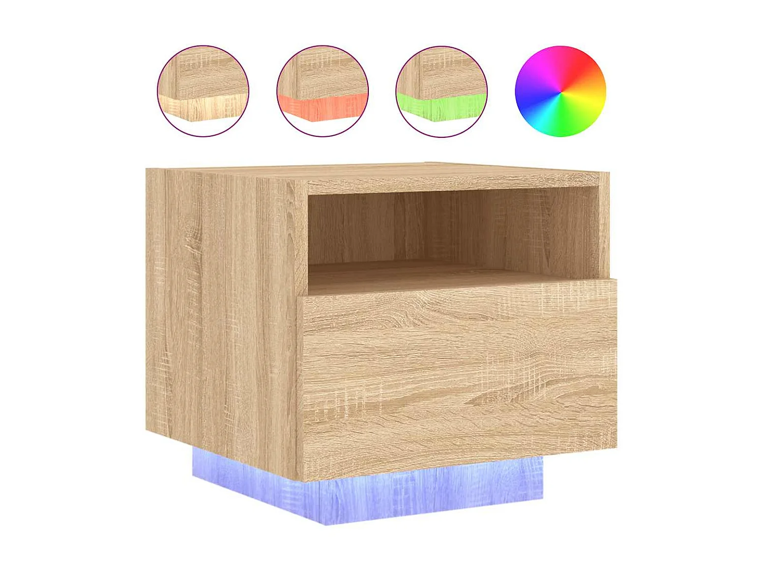 Armoires de chevet avec lumières LED 2 pcs chêne sonoma