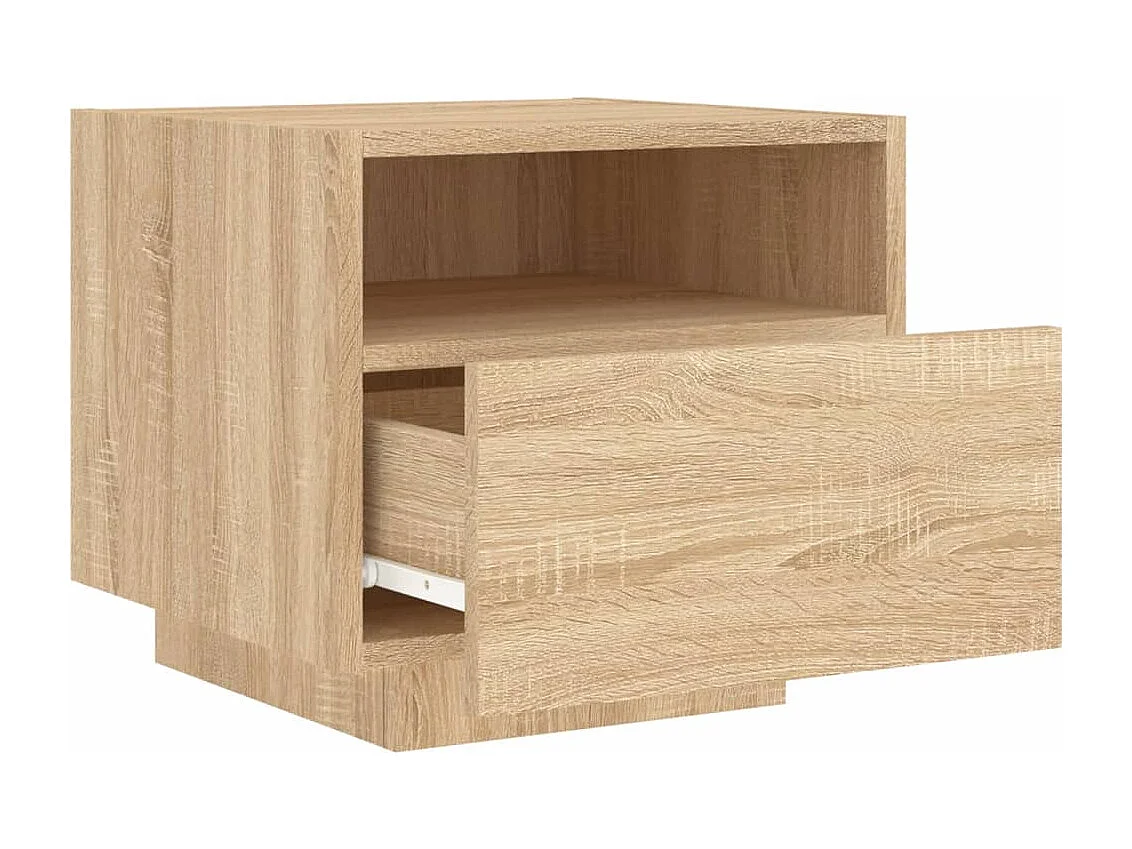 Armoires de chevet avec lumières LED 2 pcs chêne sonoma