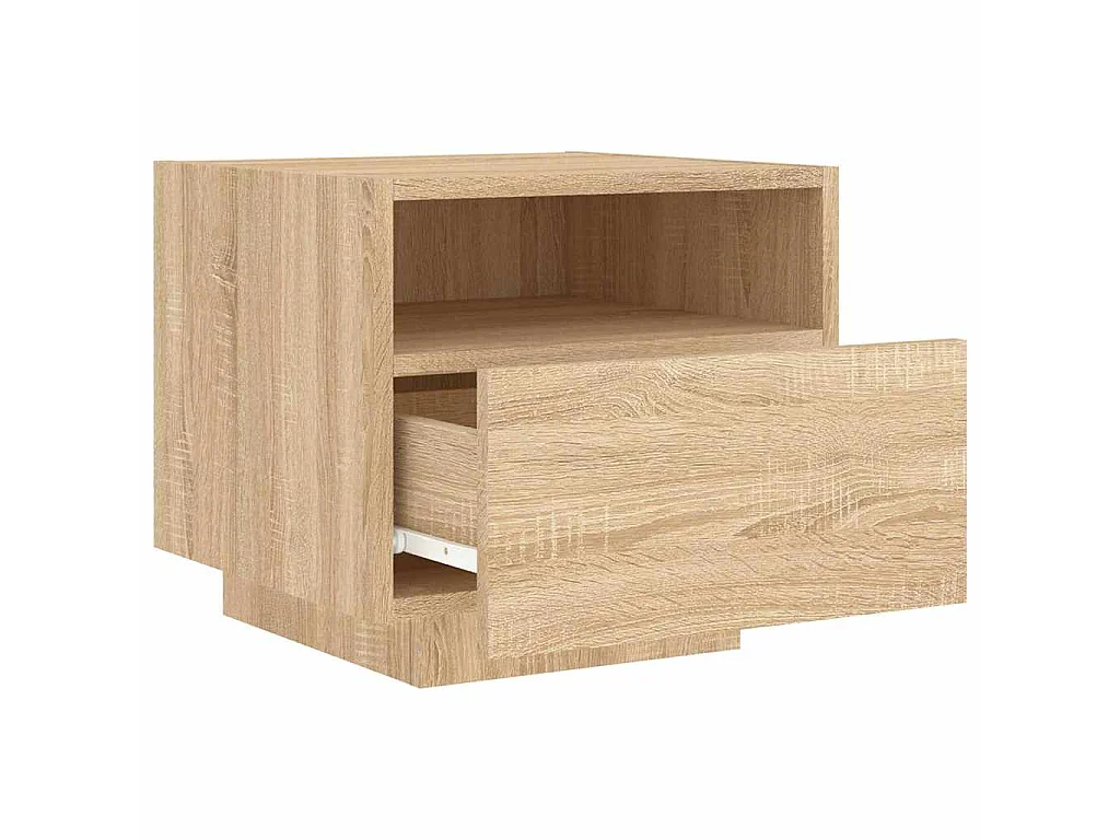Armoires de chevet avec lumières LED 2 pcs chêne sonoma