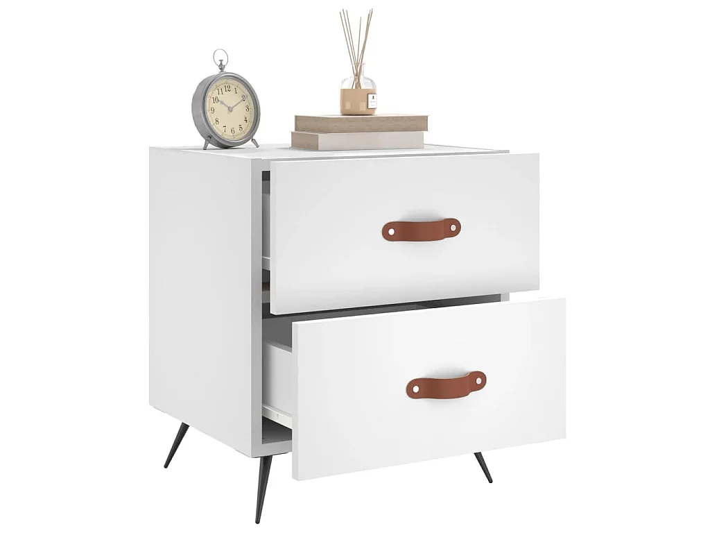 Comodino Bianco 40x35x47,5 cm in Legno Multistrato