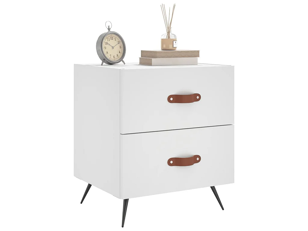 Comodino Bianco 40x35x47,5 cm in Legno Multistrato