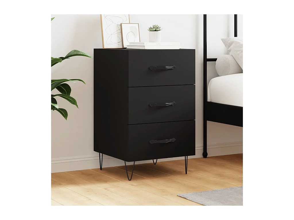 Comodino Nero 40x40x66 cm in Legno Multistrato