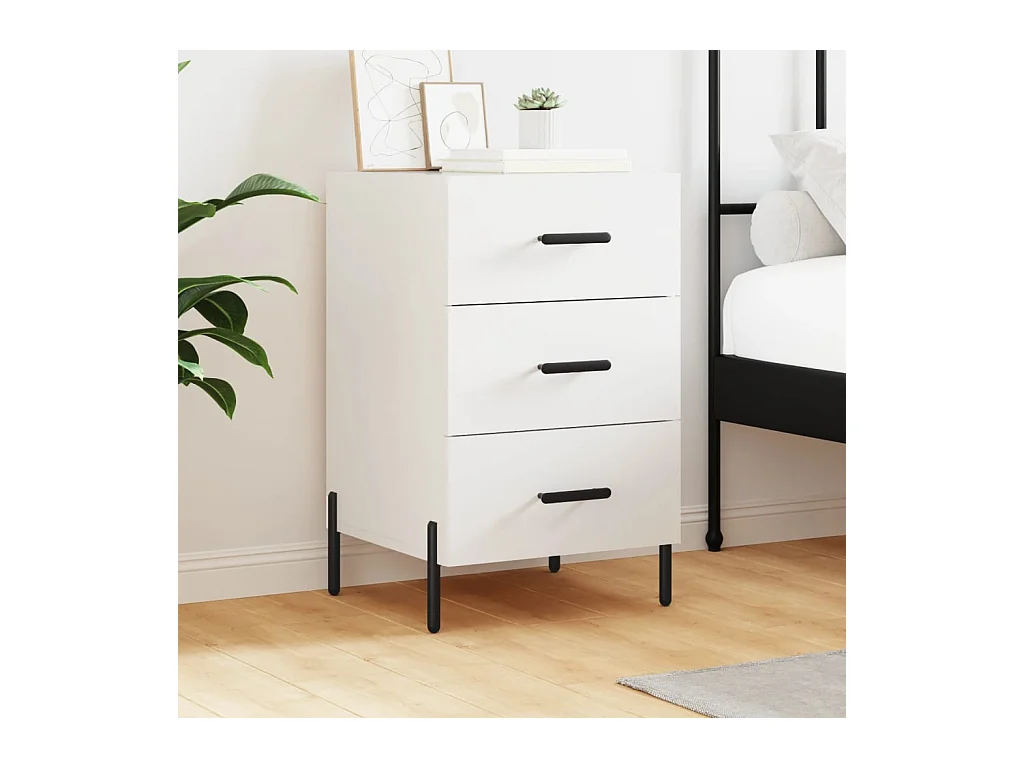 Comodino Bianco 40x40x66 cm in Legno Multistrato