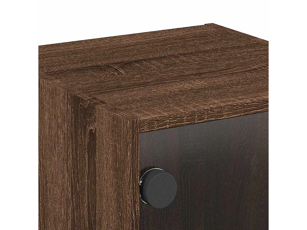 Tables de chevet et portes vitrées 2pcs chêne marron 35x37x35cm