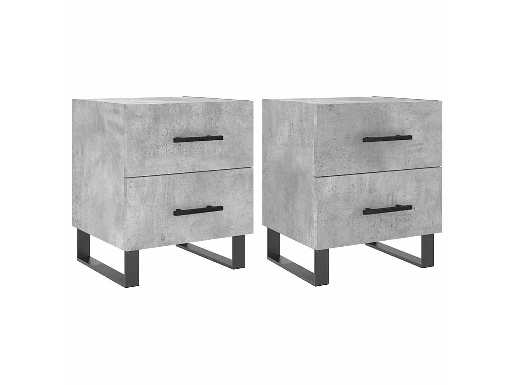 Tables de chevet 2pcs gris béton 40x35x47,5cm bois d’ingénierie