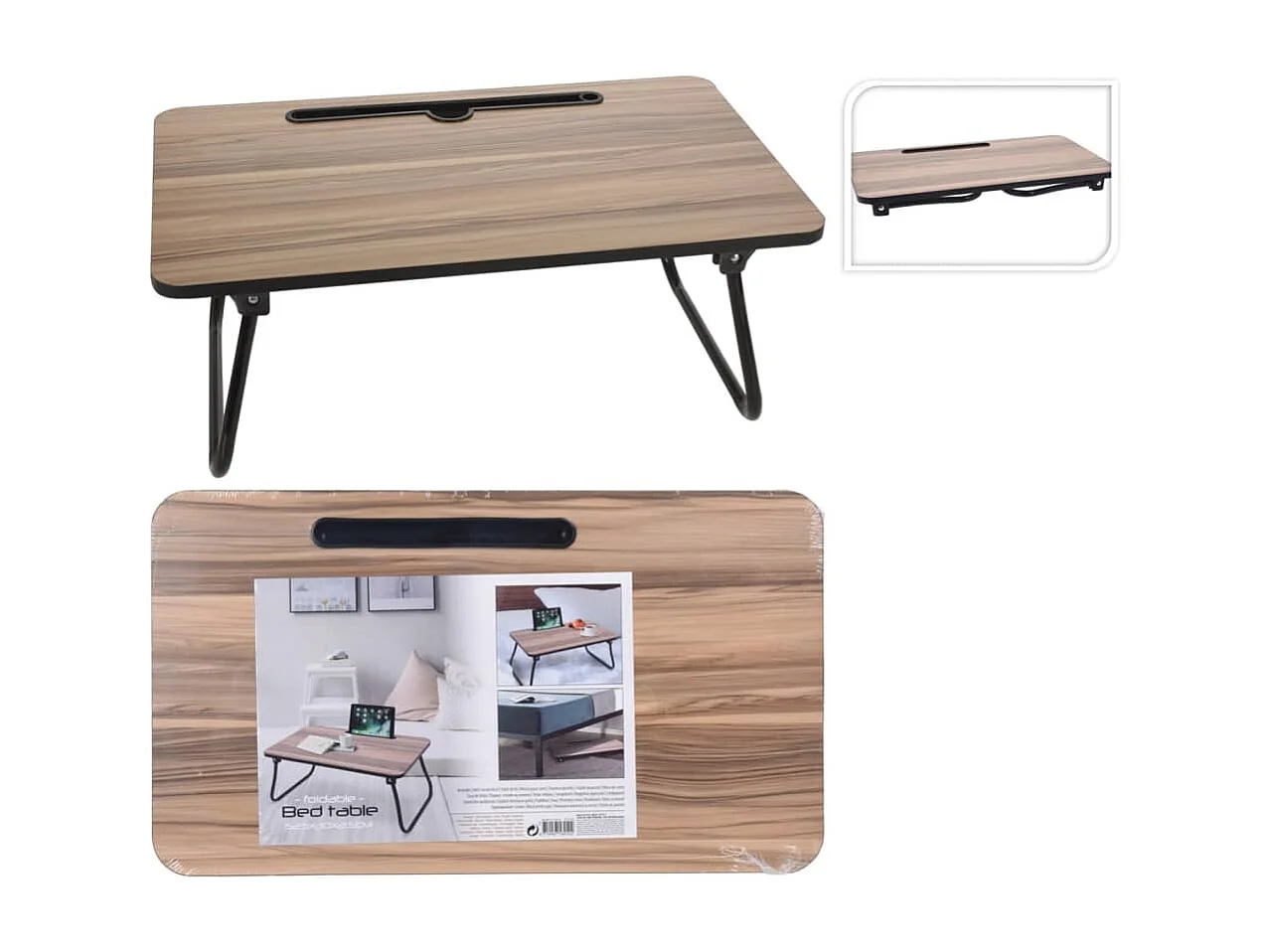 Bedtafel inklapbaar naturel en zwart