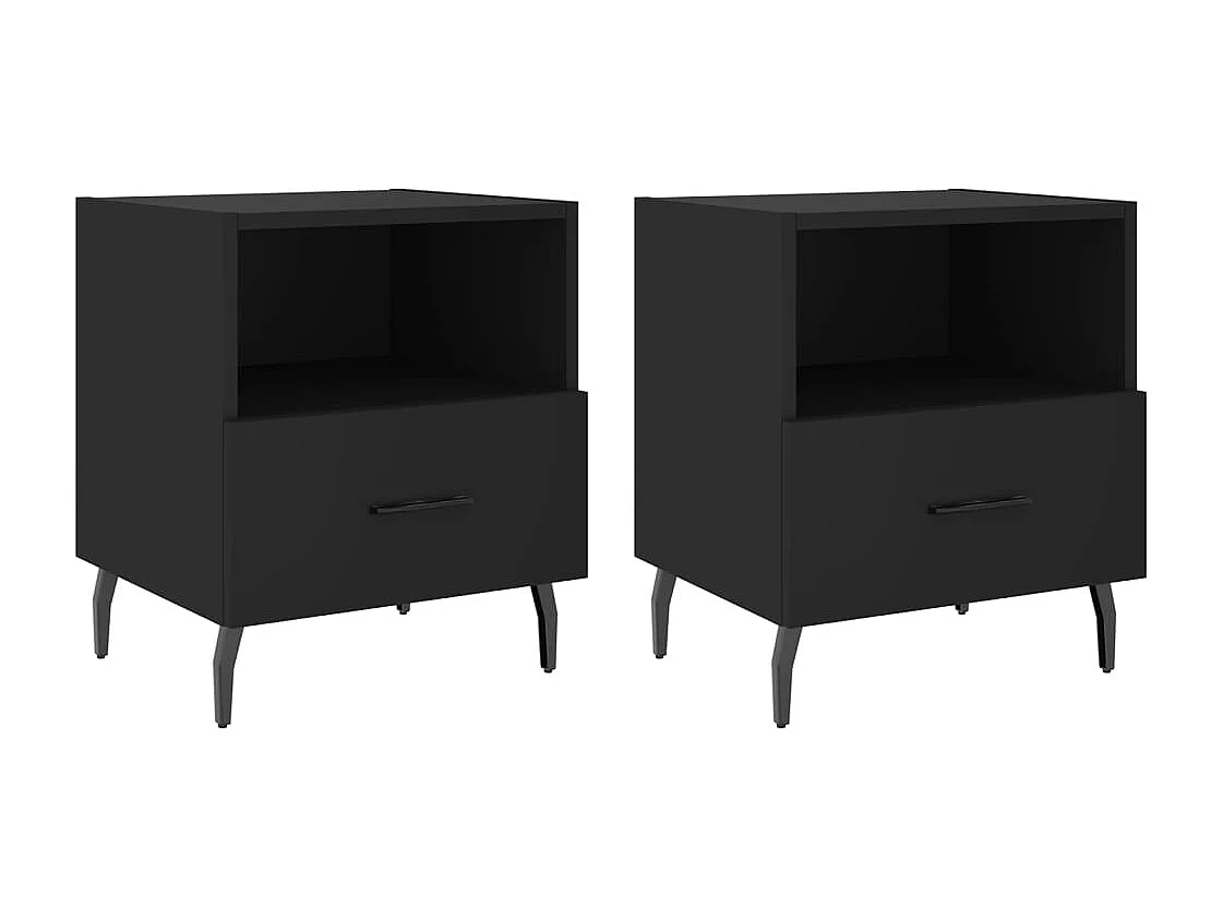 Nachttische 2 Stk. Schwarz 40x35x47,5 cm Holzwerkstoff