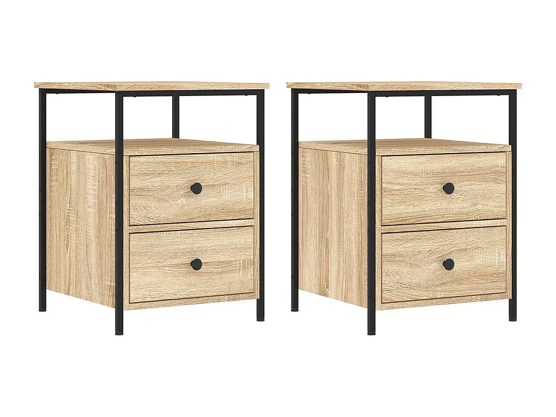 Nachttische 2 Stk. Sonoma-Eiche 44x45x60 cm Holzwerkstoff