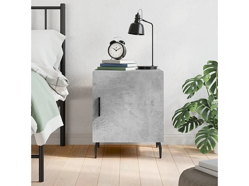 Comodino Grigio Cemento 40x40x50 cm in Legno Multistrato
