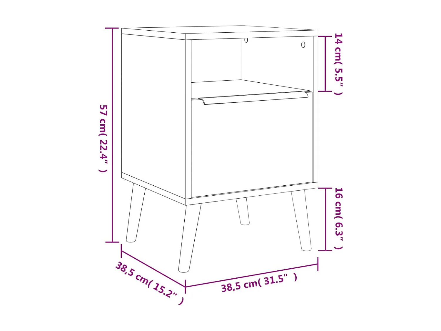 Mesa de cabeceira Lusk 61A carvalho sonoma 38,5x38,5x57 cm
