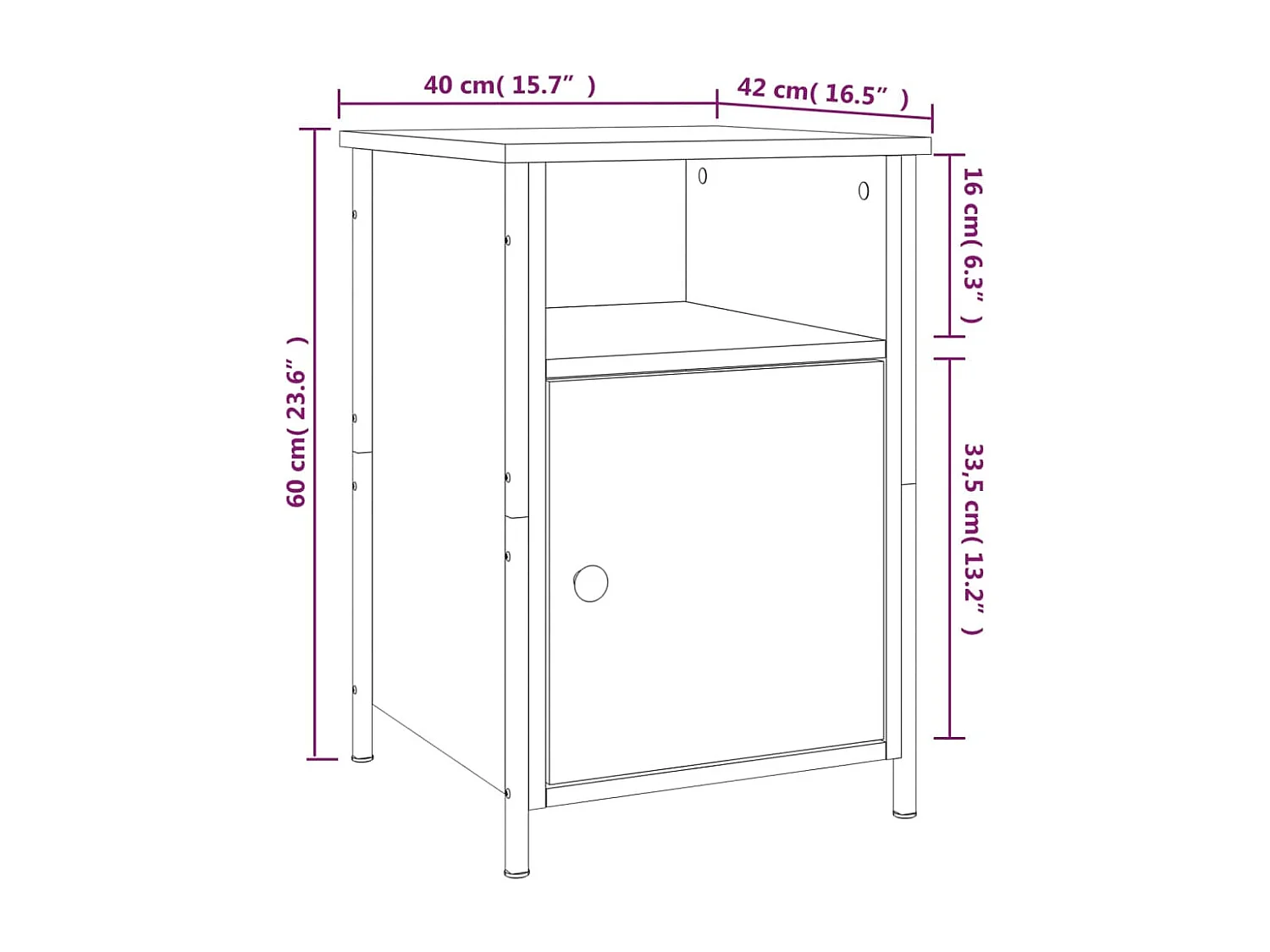 Tables de chevet 2 pcs chêne fumé 40x42x60 cm bois d'ingénierie