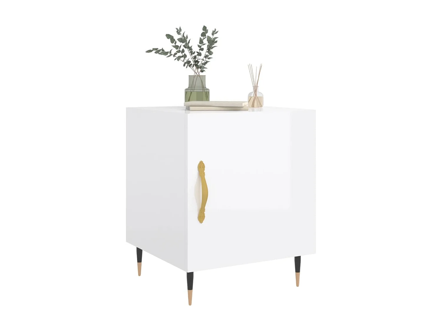 Nachtkastjes 2 st 40x40x50 cm bewerkt hout hoogglans wit