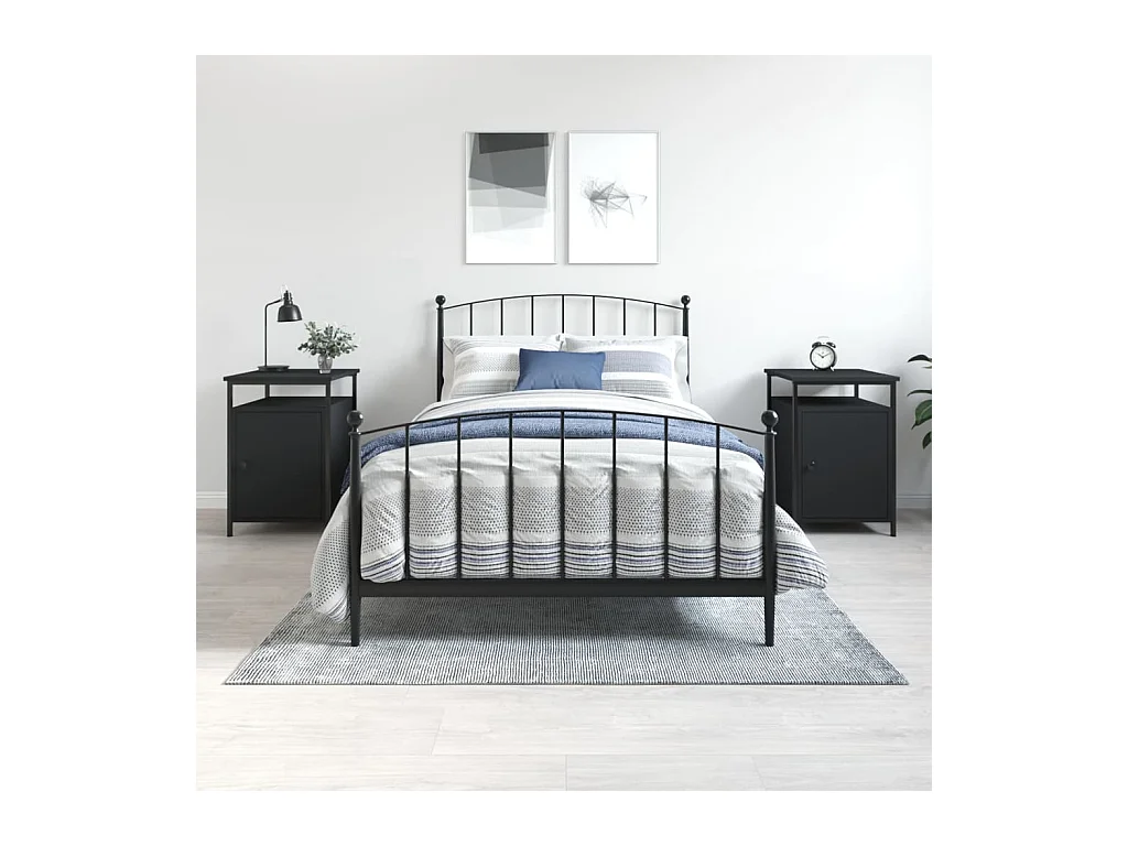 Comodini 2 pz Neri 40x42x60 cm in Legno Multistrato