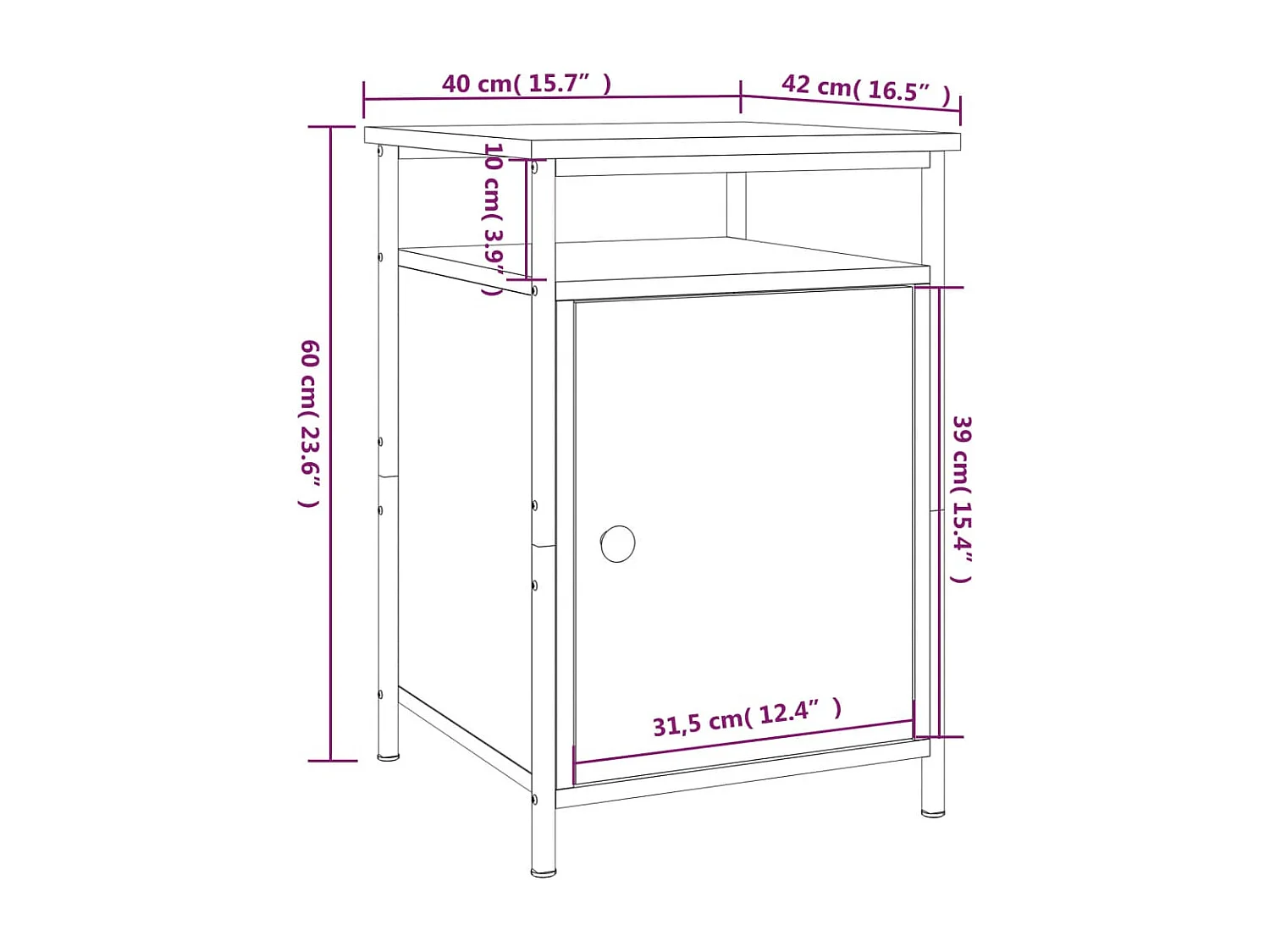 Tables de chevet 2 pcs noir 40x42x60 cm bois d'ingénierie