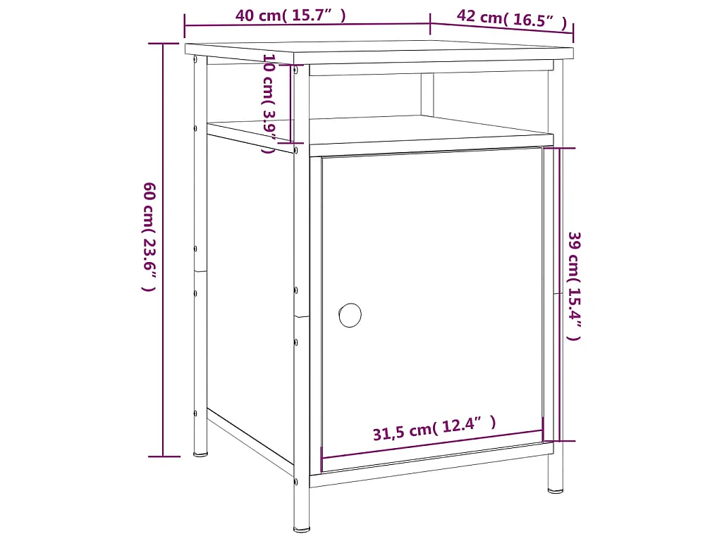Tables de chevet 2 pcs noir 40x42x60 cm bois d'ingénierie