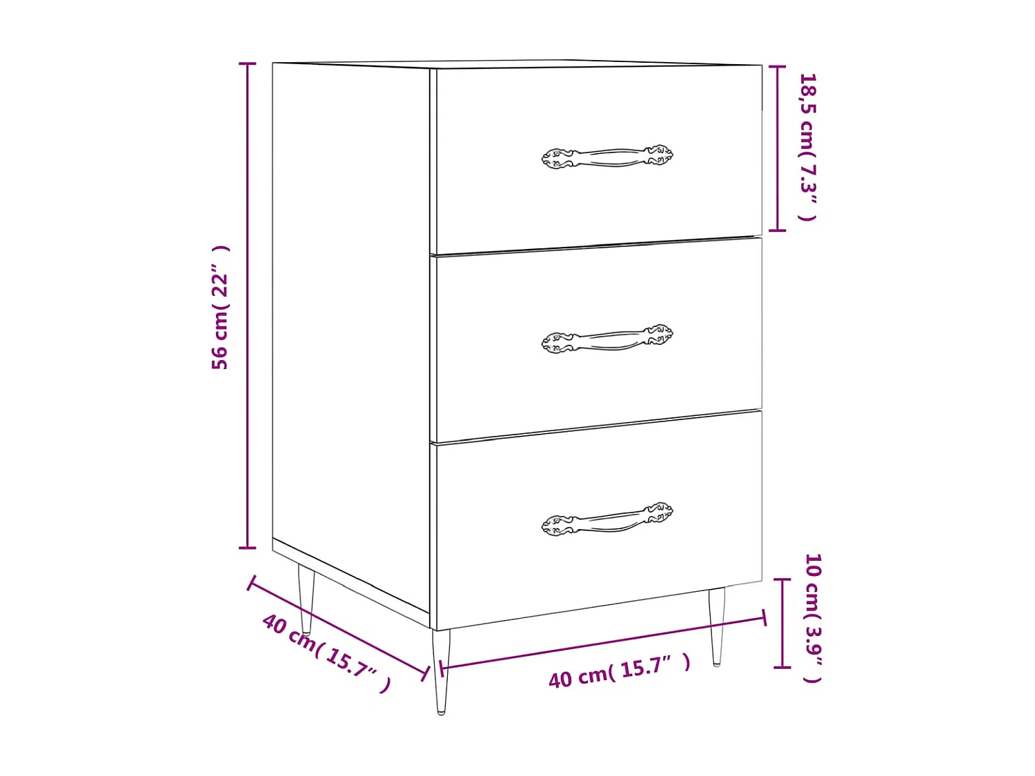 Nachttisch Grau Sonoma 40x40x66 cm Holzwerkstoff