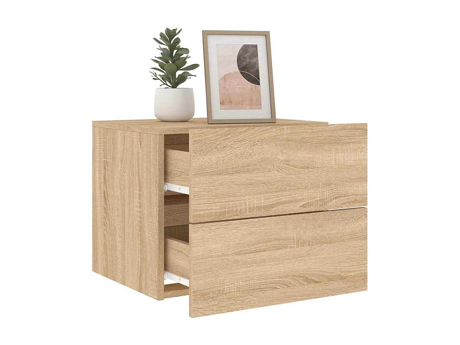 Tables de chevet murales avec lumières LED 2 pcs chêne sonoma