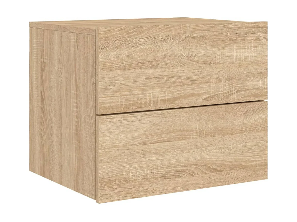 Tables de chevet murales avec lumières LED 2 pcs chêne sonoma