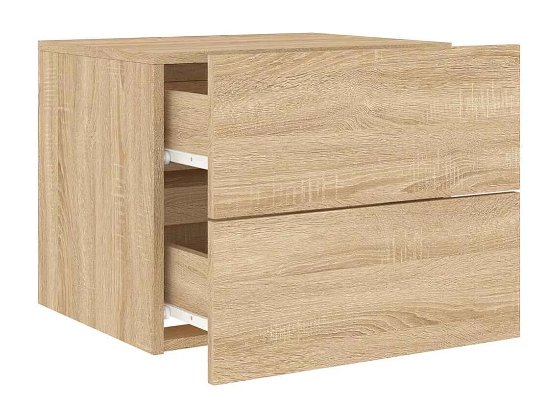 Tables de chevet murales avec lumières LED 2 pcs chêne sonoma