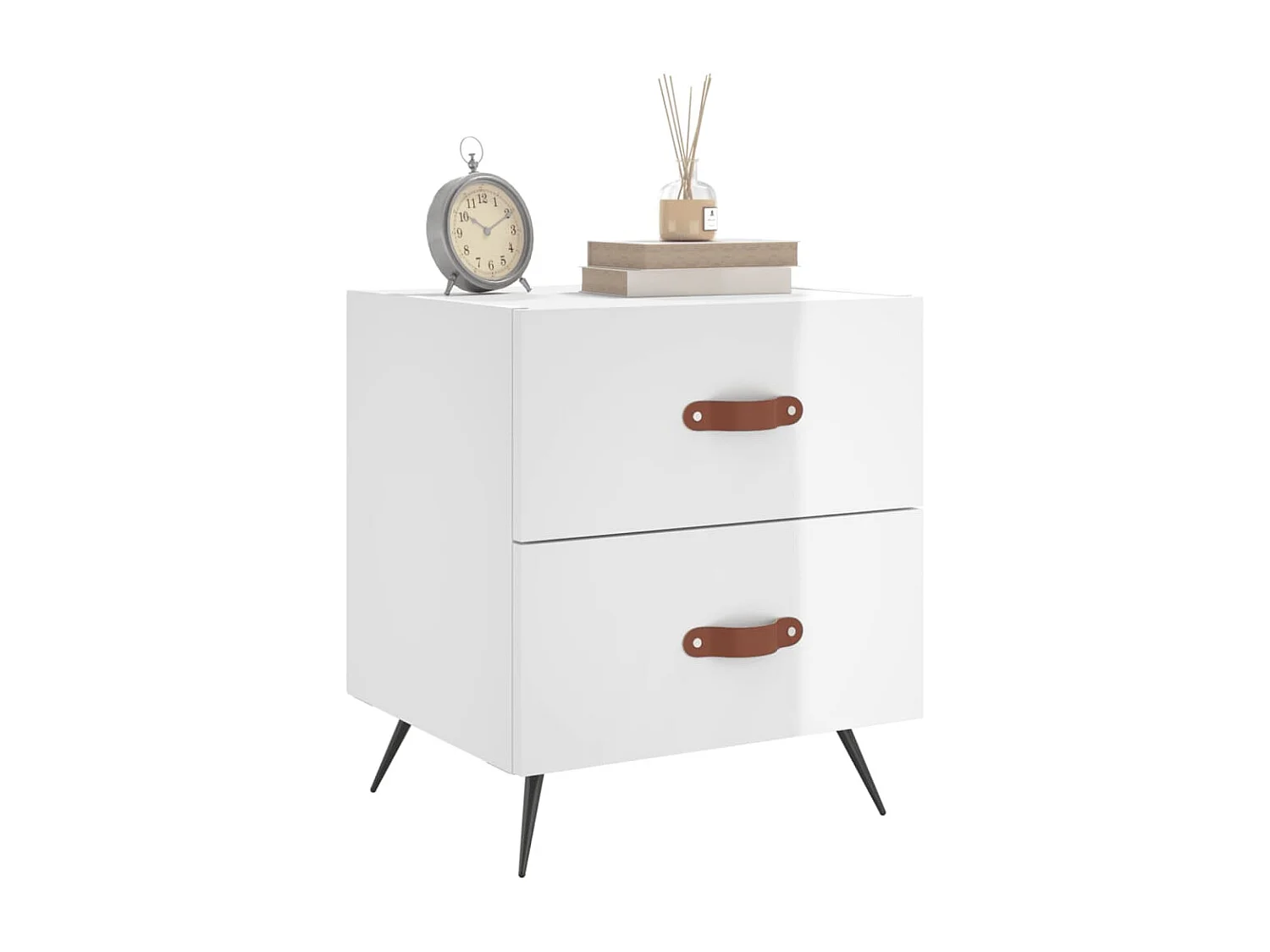 Table de chevet blanc brillant 40x35x47,5 cm bois d’ingénierie