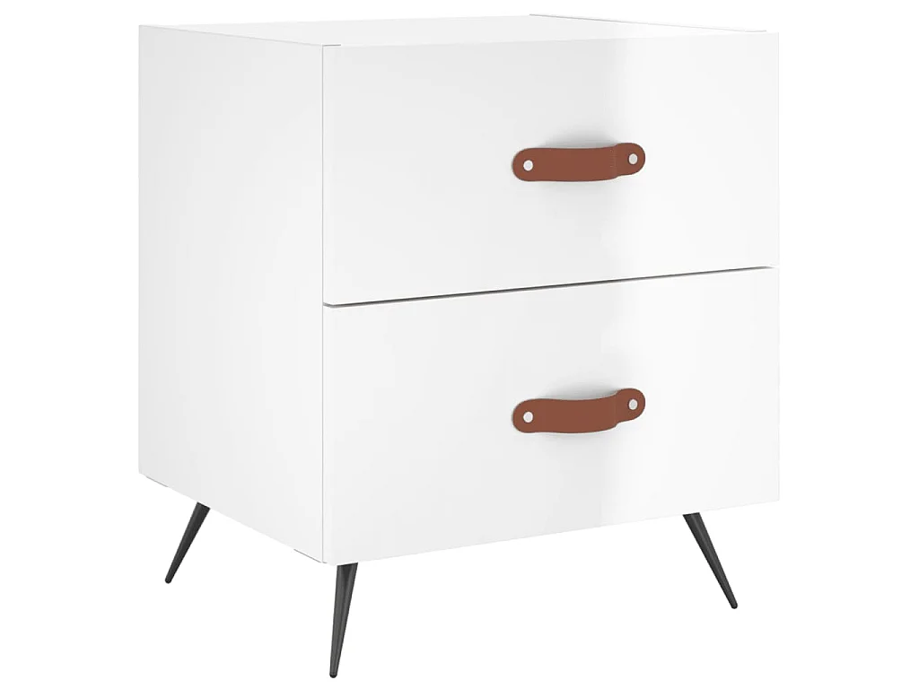 Table de chevet blanc brillant 40x35x47,5 cm bois d’ingénierie