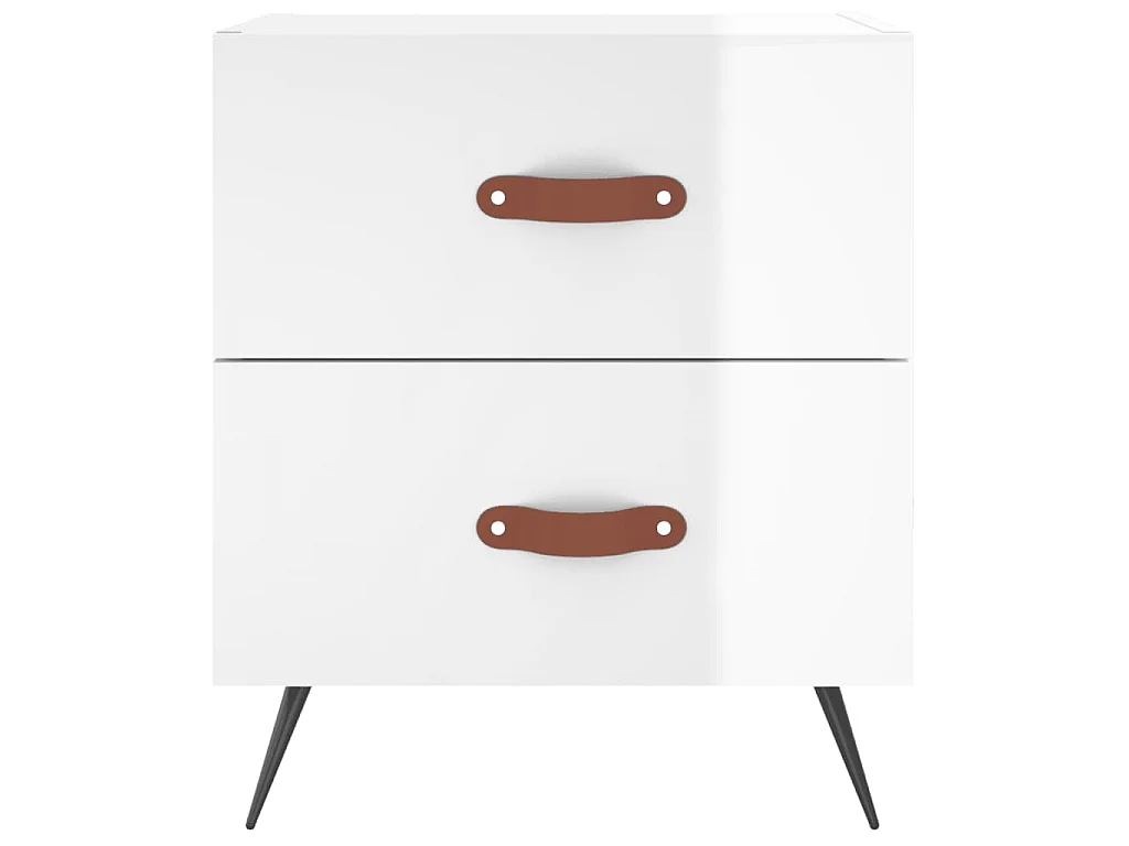 Table de chevet blanc brillant 40x35x47,5 cm bois d’ingénierie