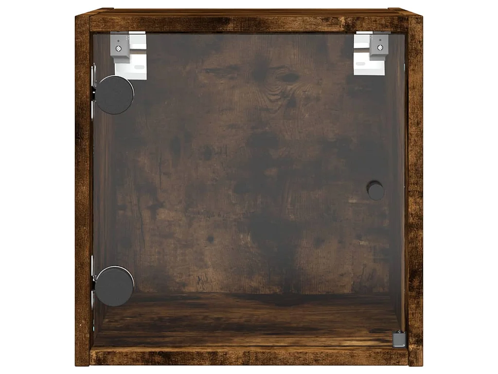 Tables de chevet et portes vitrées 2 pcs chêne fumé 35x37x35 cm