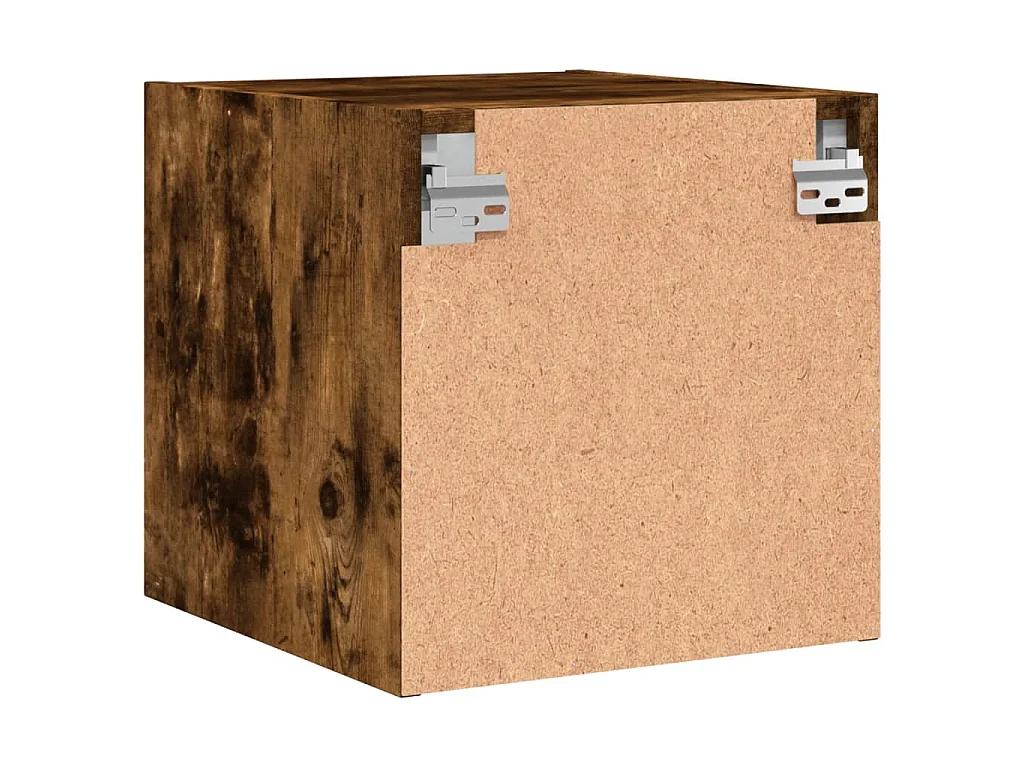 Tables de chevet et portes vitrées 2 pcs chêne fumé 35x37x35 cm