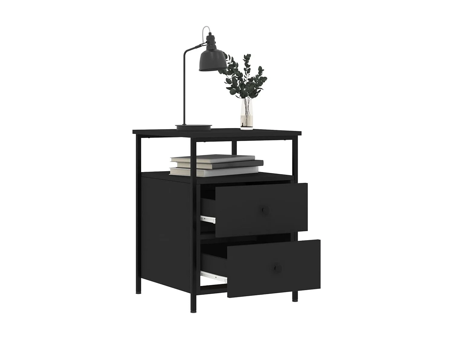 Nachtkastjes 2 st 44x45x60 cm bewerkt hout zwart