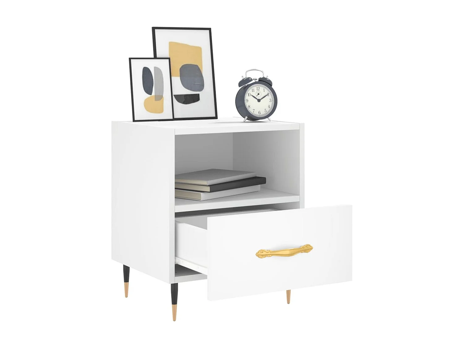 Nachtkastje 40x35x47,5 cm bewerkt hout wit