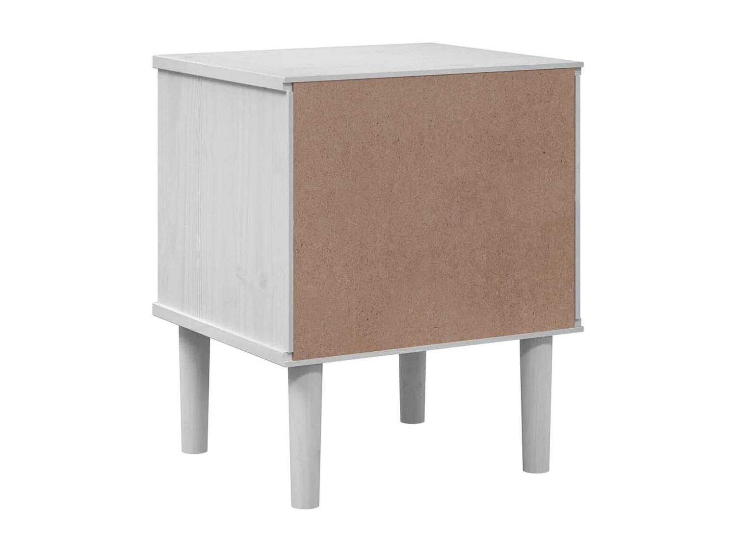 Comodino SENJA Bianco Aspetto Rattan 40x35x48 cm in Legno Pino