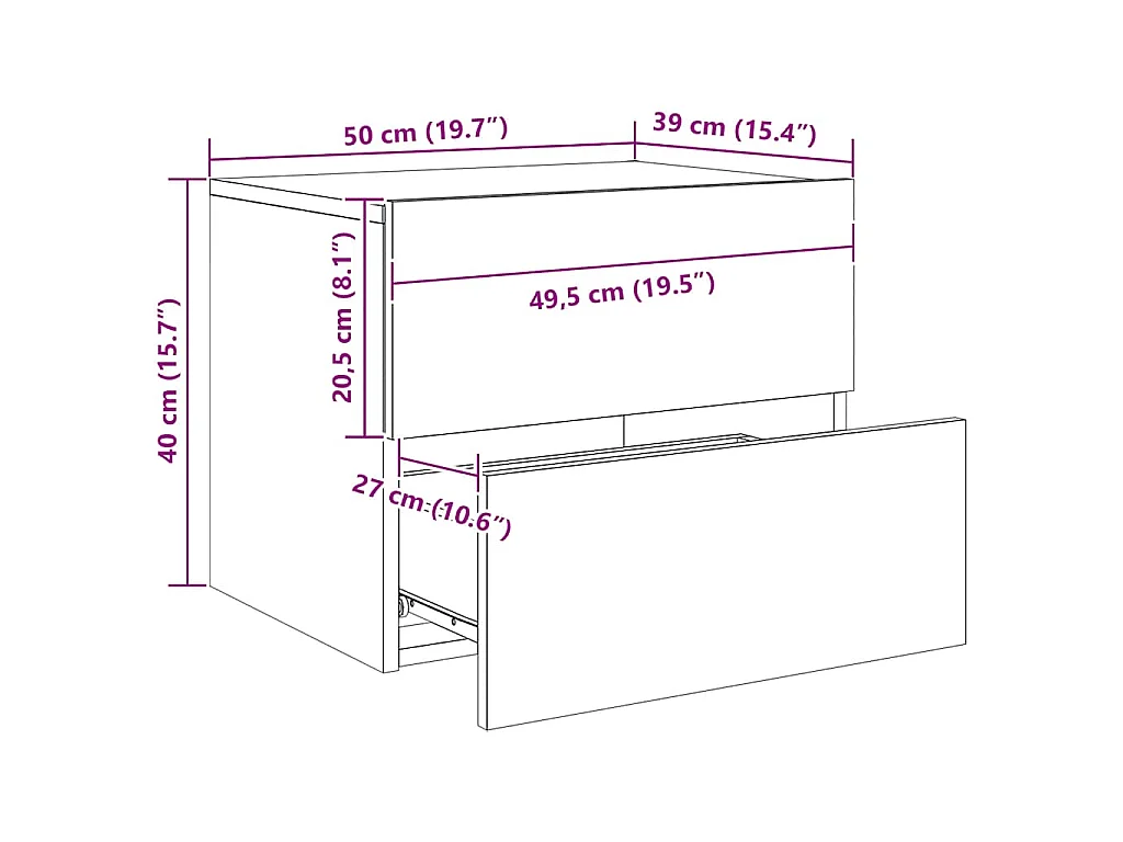 Comodino a Parete con Luci LED Nero