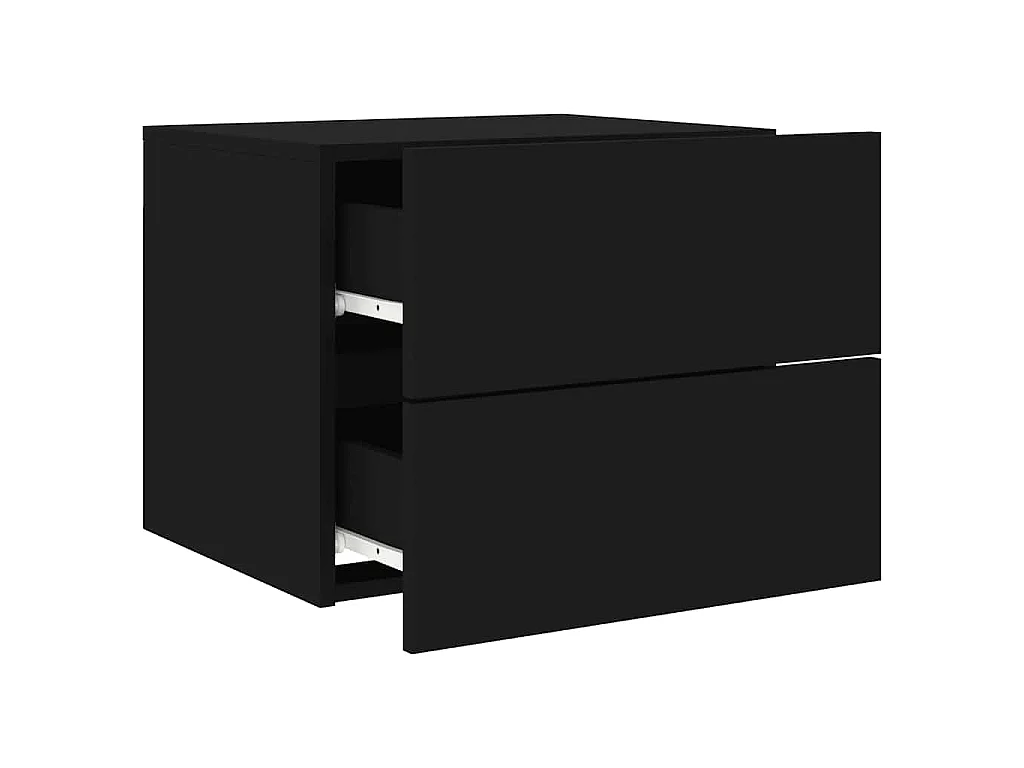 Comodino a Parete con Luci LED Nero