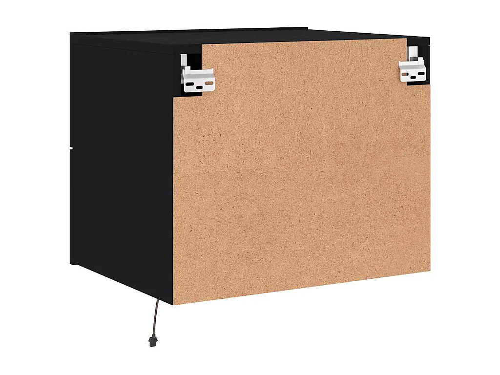 Mesa de cabeceira de parede com luzes LED preto