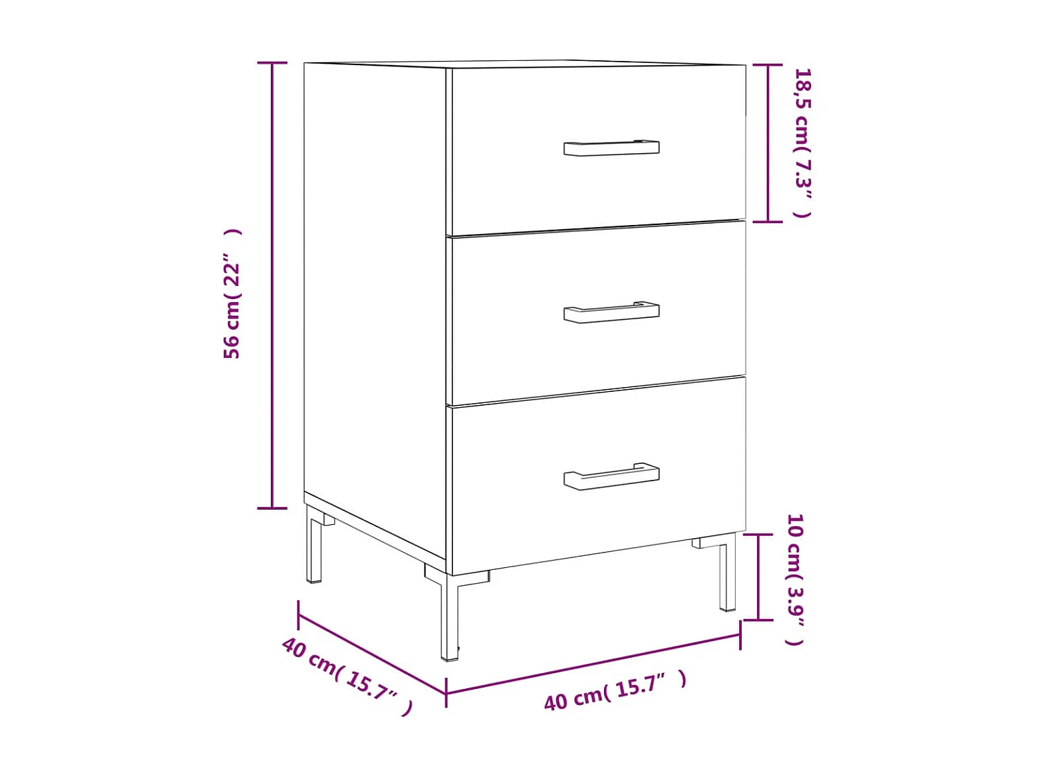 Table de chevet sonoma gris 40x40x66 cm bois d'ingénierie