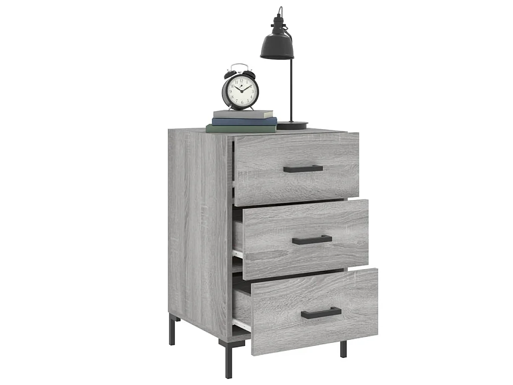 Comodino Grigio Sonoma 40x40x66 cm in Legno Multistrato