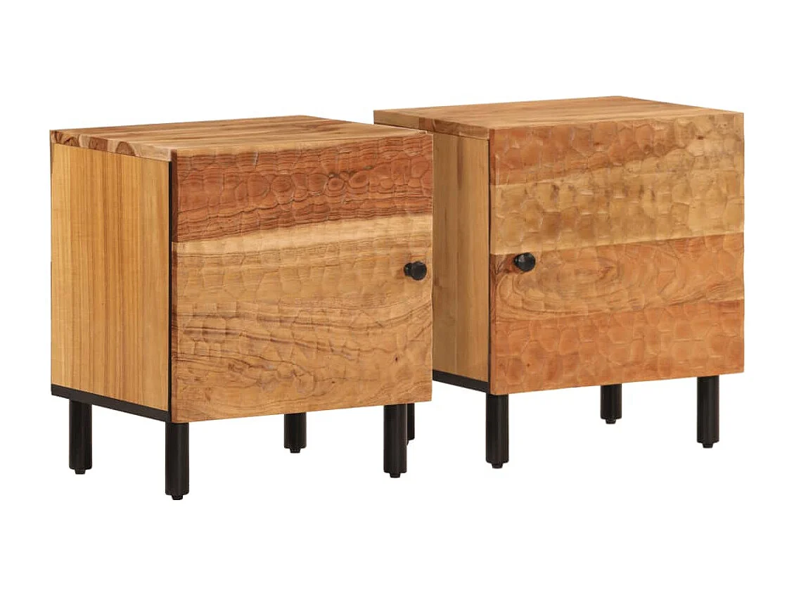 Tables de chevet 2 pcs 40x33x46 cm Bois d'acacia massif