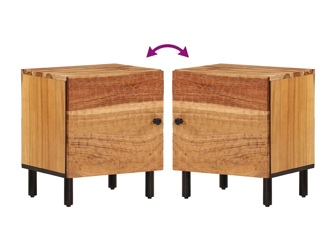 Tables de chevet 2 pcs 40x33x46 cm Bois d'acacia massif