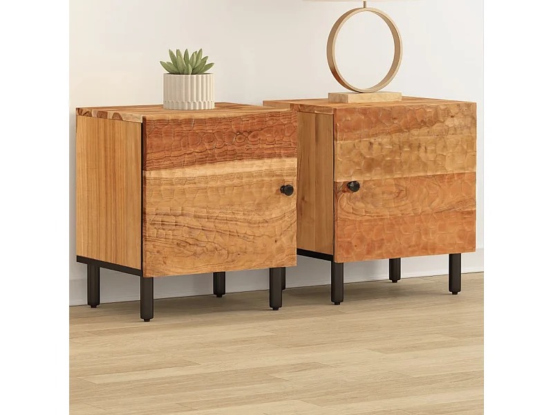 Tables de chevet 2 pcs 40x33x46 cm Bois d'acacia massif