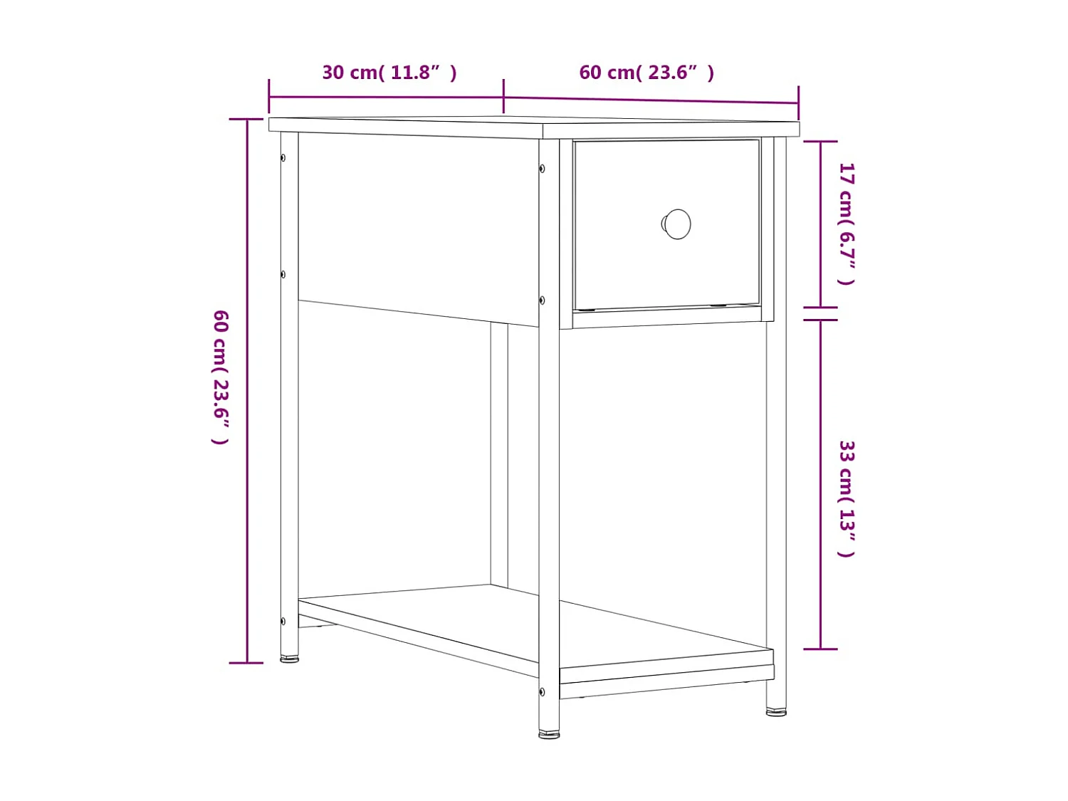 Nachtkastjes 2 st 30x60x60 cm bewerkt hout zwart