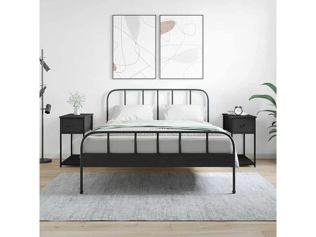 Nachttische 2 Stk. Schwarz 30x60x60 cm Holzwerkstoff