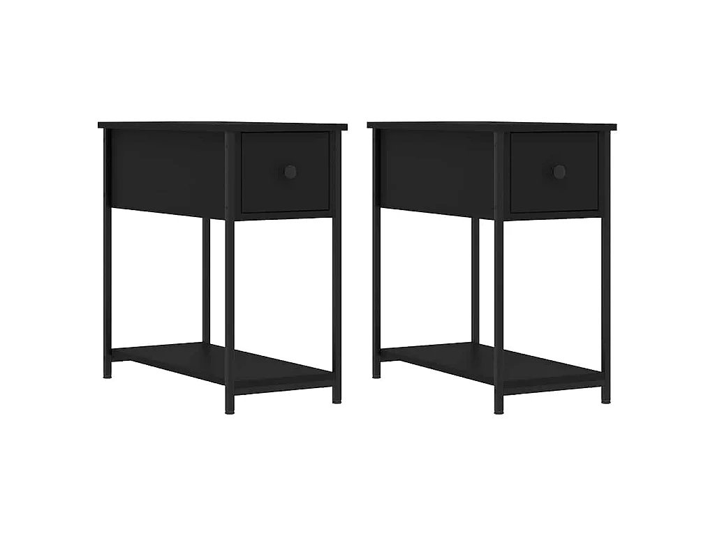 Comodini 2 pz Neri 30x60x60 cm in Legno Multistrato