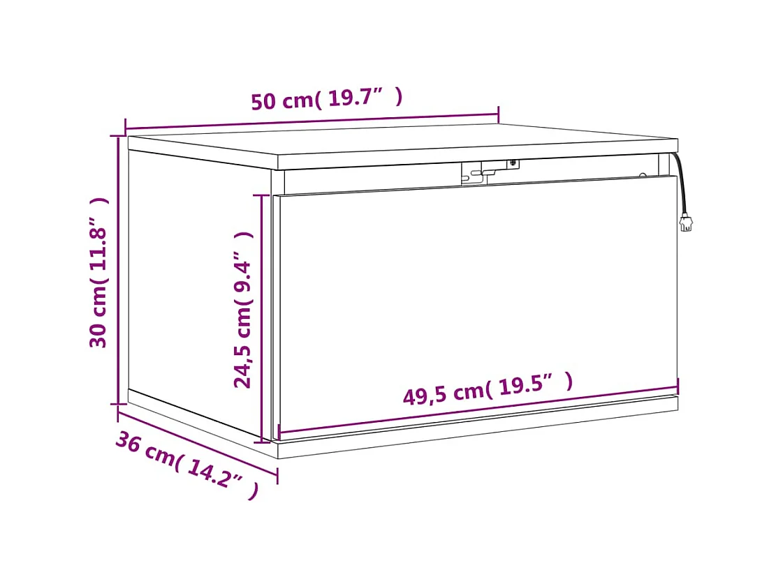 Wand-Nachttische mit LED-Leuchten 2 Stk. Räuchereiche