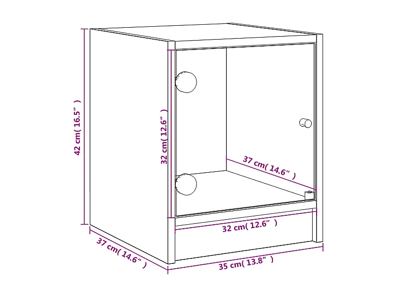 Table de chevet avec porte en verre sonoma gris 35x37x42 cm