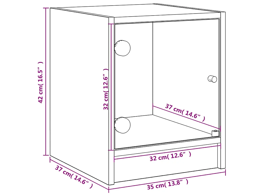 Table de chevet avec porte en verre sonoma gris 35x37x42 cm