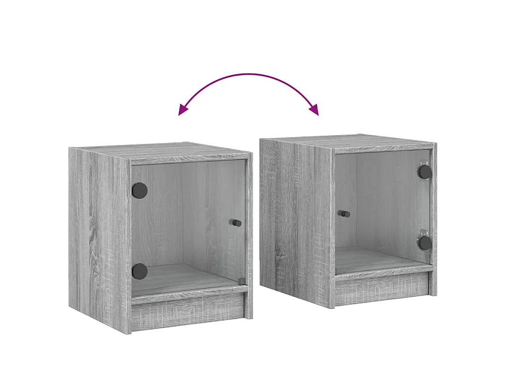 Table de chevet avec porte en verre sonoma gris 35x37x42 cm